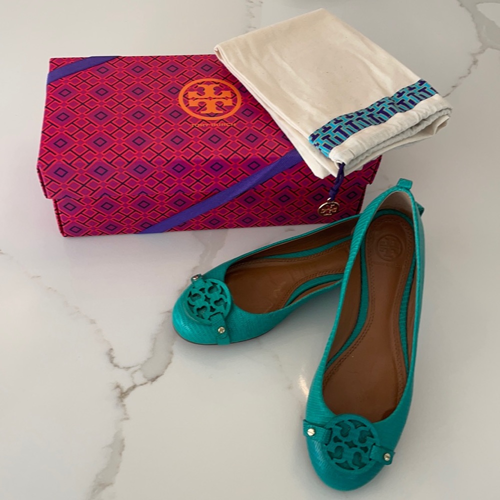 Tory Burch Mini Miller Green Ballerina Flats